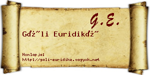 Gáli Euridiké névjegykártya
